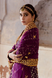 Georgette Mallika Purple Gown Set With Organza Dupatta 5