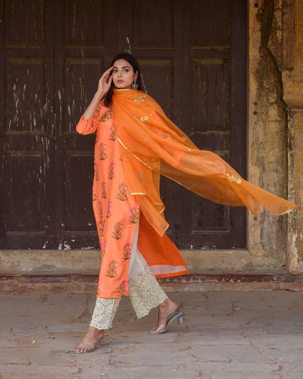 Mehnaaz Orange Set Gulabo Jaipur