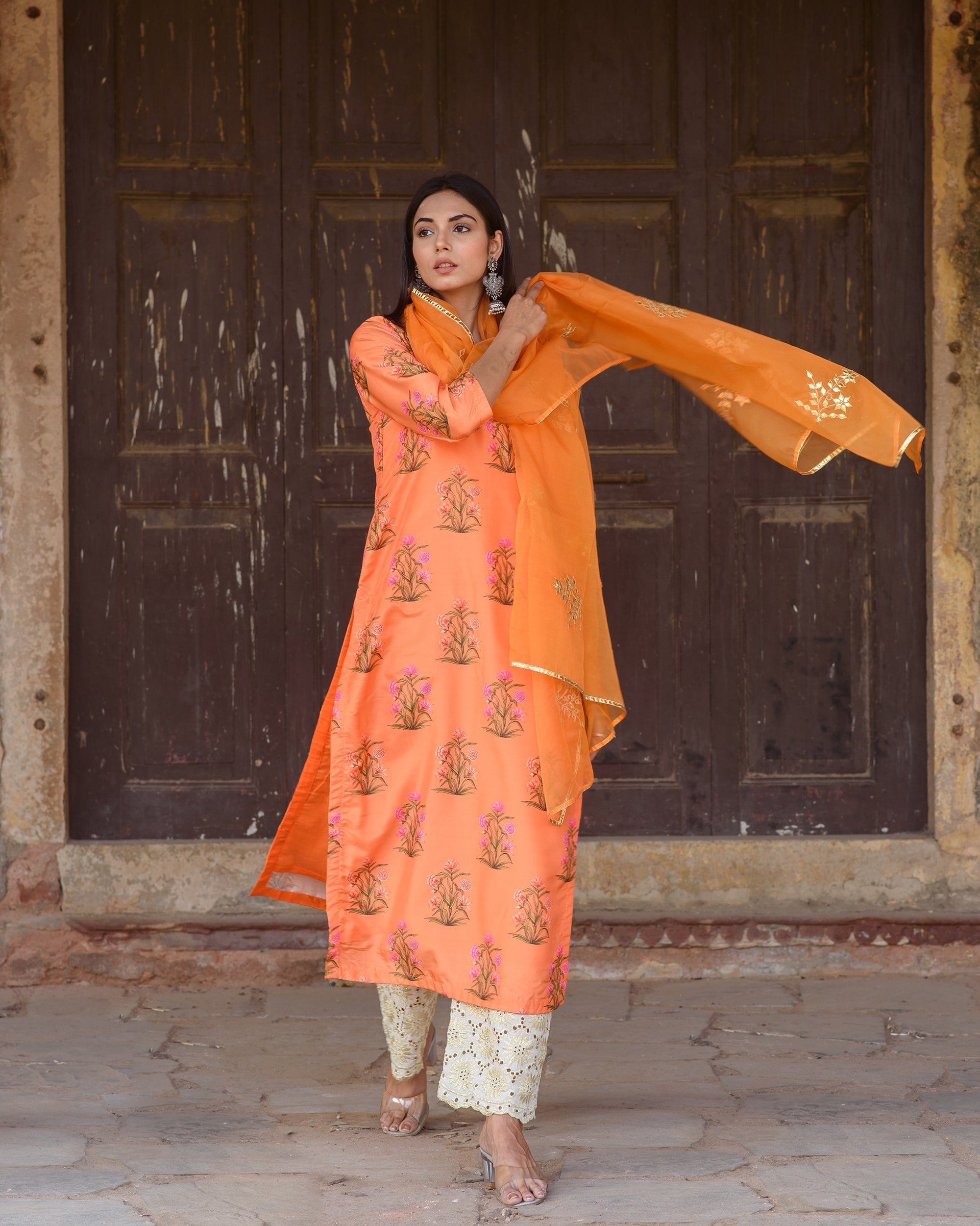 Mehnaaz Orange Set Gulabo Jaipur