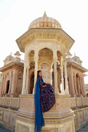 Myra Black Cotton Anarkali Set With Doriya Dupatta 6