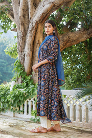 Myra Black Cotton Anarkali Set With Doriya Dupatta 2