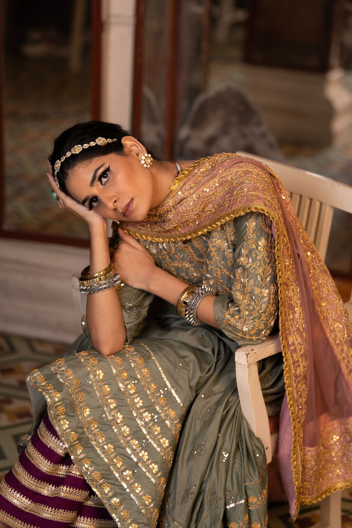 NAHAL GREY ANARKALI SET Gulabo Jaipur
