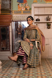 Chanderi Gota Patti And Zari Detailed Nahal Grey Anarkali Set With Organza Dupatta 2