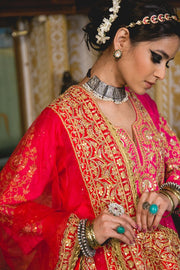 Chanderi Gota Patti And Zari Detailed Nahal Pink Anarkali Set With Organza Dupatta 2