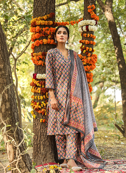 NISHA GREY STRAIGHT SET Gulabo Jaipur