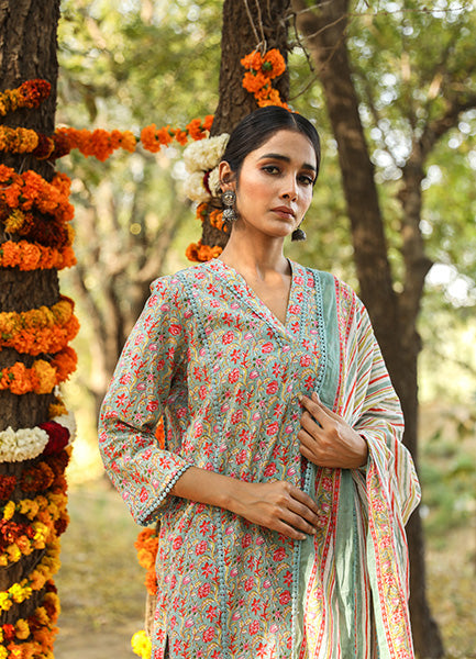 NISHA SKY STRAIGHT SET Gulabo Jaipur