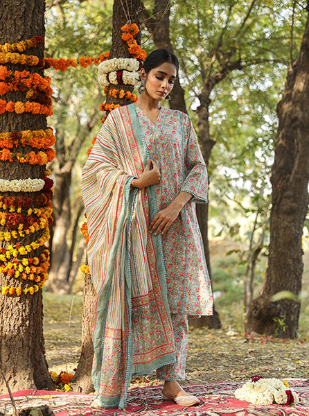 NISHA SKY STRAIGHT SET Gulabo Jaipur