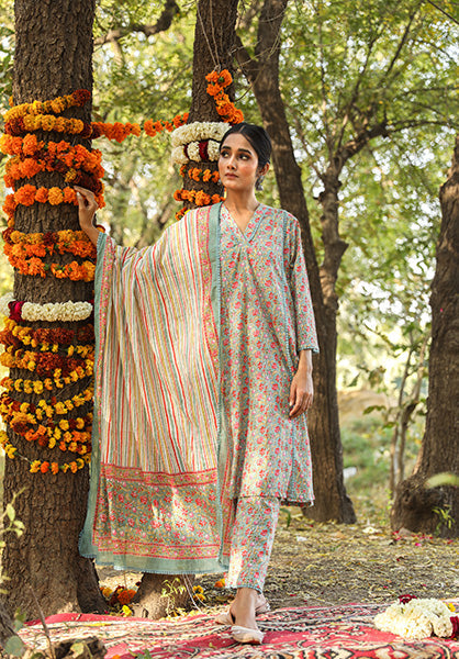 NISHA SKY STRAIGHT SET Gulabo Jaipur
