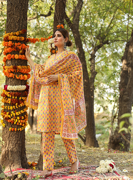NISHA YELLOW STRAIGHT SET Gulabo Jaipur