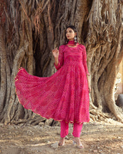 Georgette Bhandhani Naaz Pink Anarkali Set With Dupatta 6