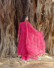Georgette Bhandhani Naaz Pink Anarkali Set With Dupatta 7