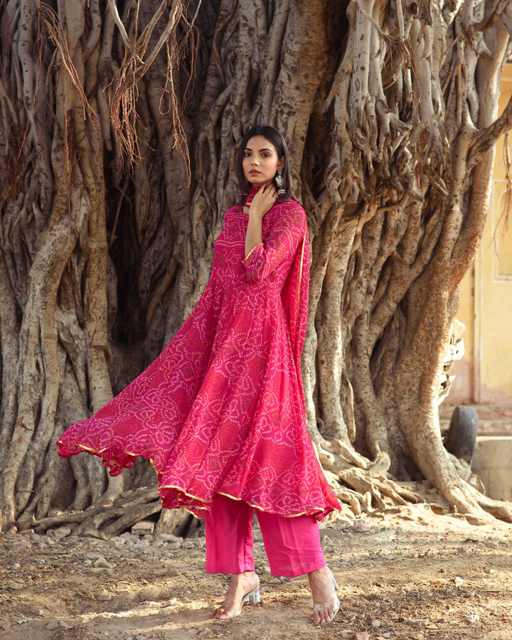 Naaz Pink Anarkali Set Gulabo Jaipur