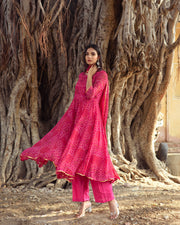 Georgette Bhandhani Naaz Pink Anarkali Set With Dupatta 5