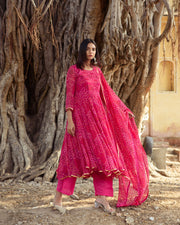 Georgette Bhandhani Naaz Pink Anarkali Set With Dupatta 4