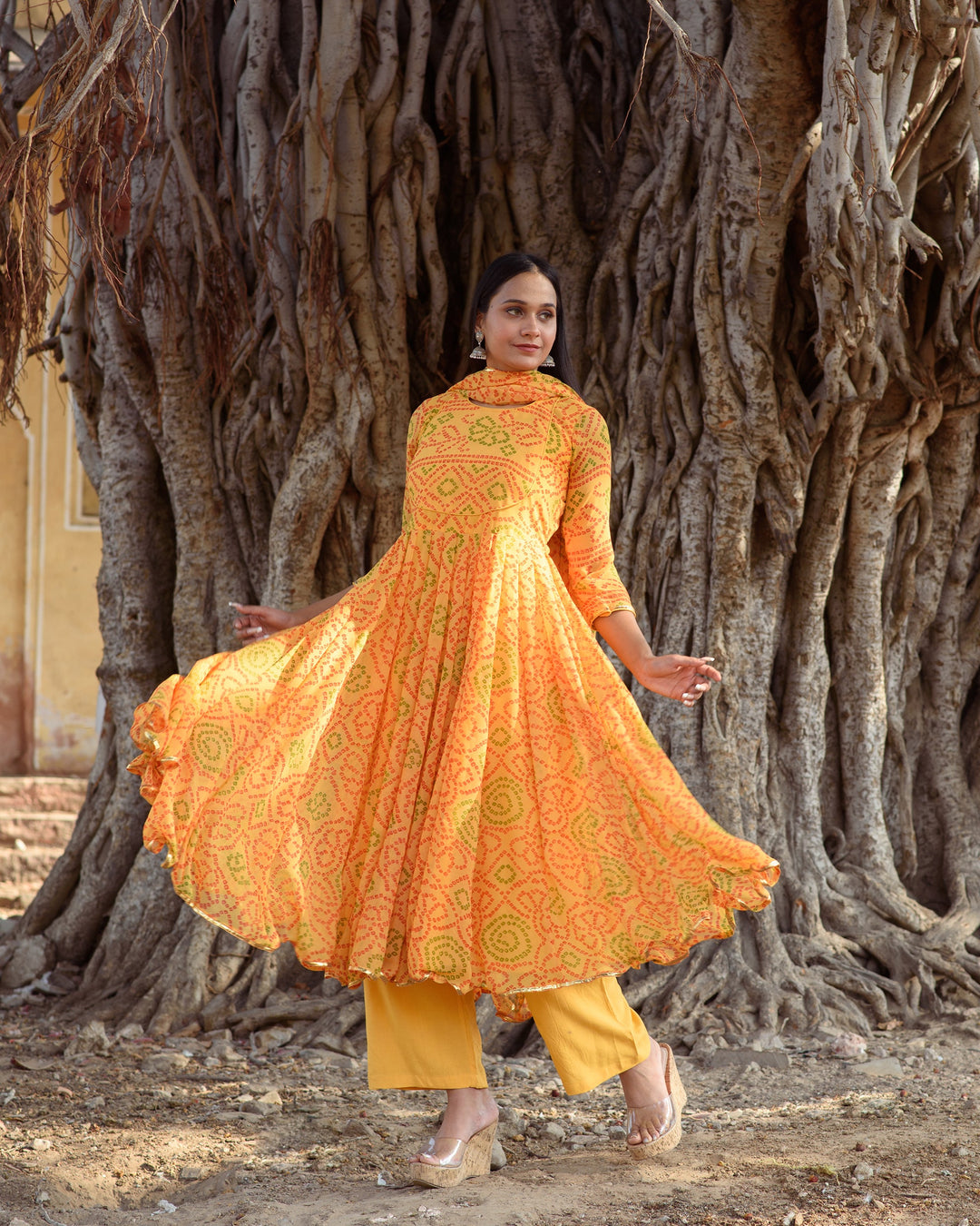 Naaz Yellow Anarkali Set Gulabo Jaipur