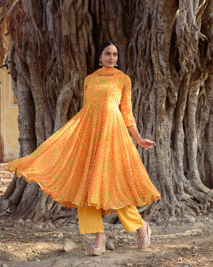 Naaz Yellow Anarkali Set Gulabo Jaipur