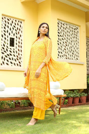 Georgette Bhandhani Naaz Yellow Straight Kurta 1