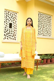Georgette Bhandhani Naaz Yellow Straight Kurta 2