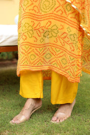 Georgette Bhandhani Naaz Yellow Straight Kurta 5