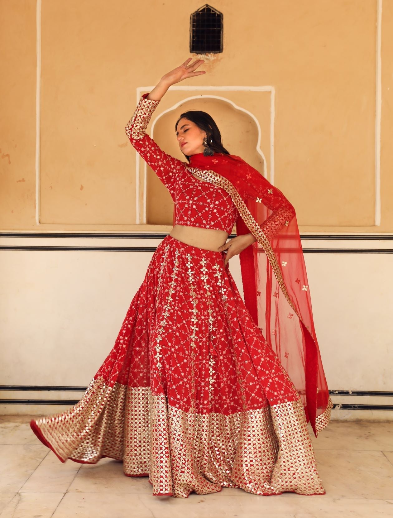 Nanda Red Lehenga Set Gulabo Jaipur