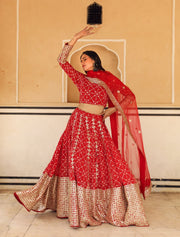 Nanda Red Lehenga Set Gulabo Jaipur