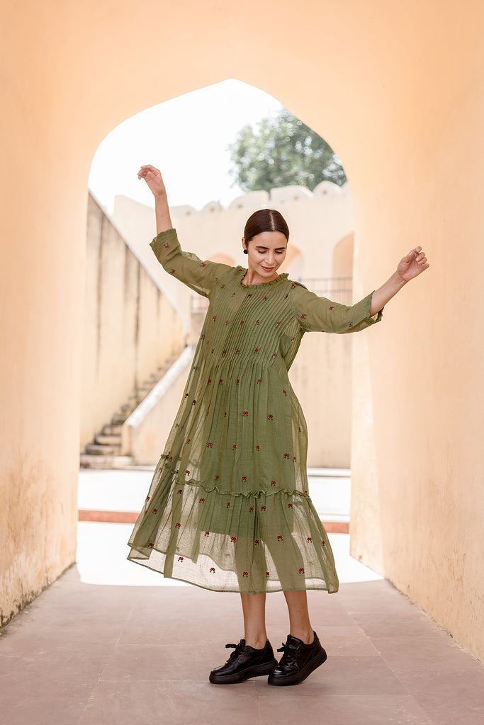 Nayn Green Dress Gulabo Jaipur