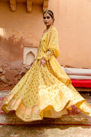 Georgette Nimrat Yellow Lehenga With Matching Dupatta 1