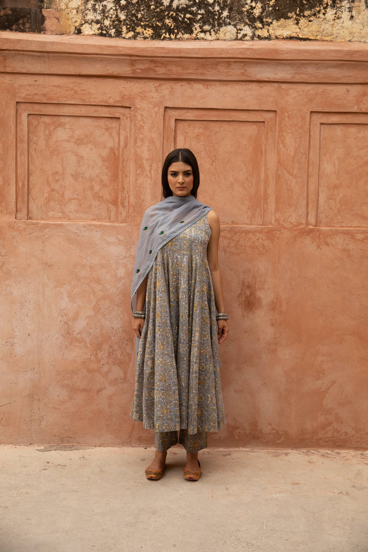 Noorani Blue Anarkali Set Gulabo Jaipur