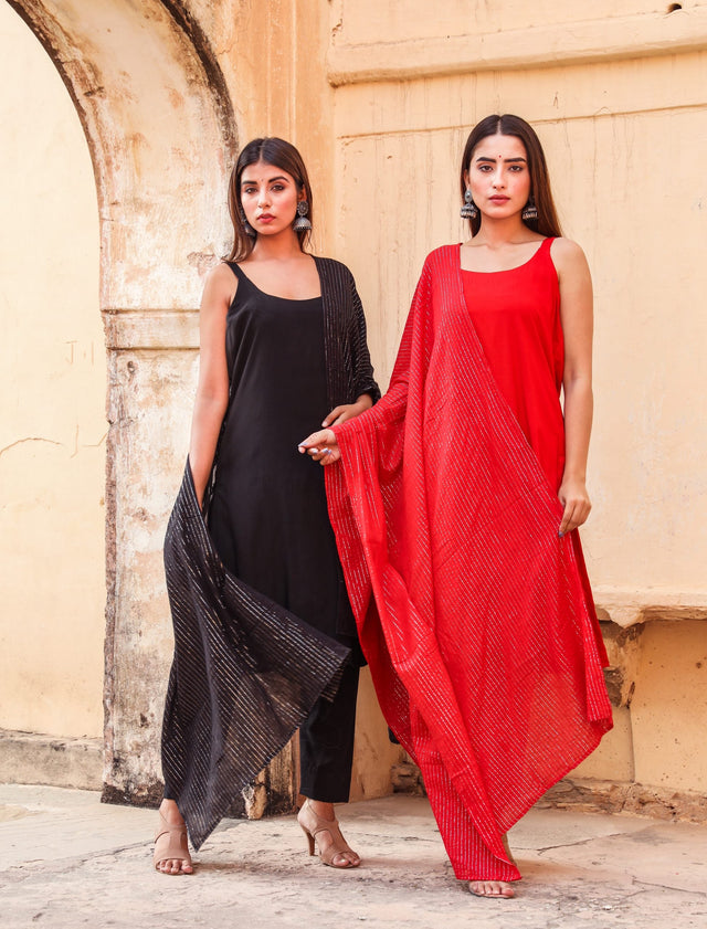 Noori Black Straight Kurta