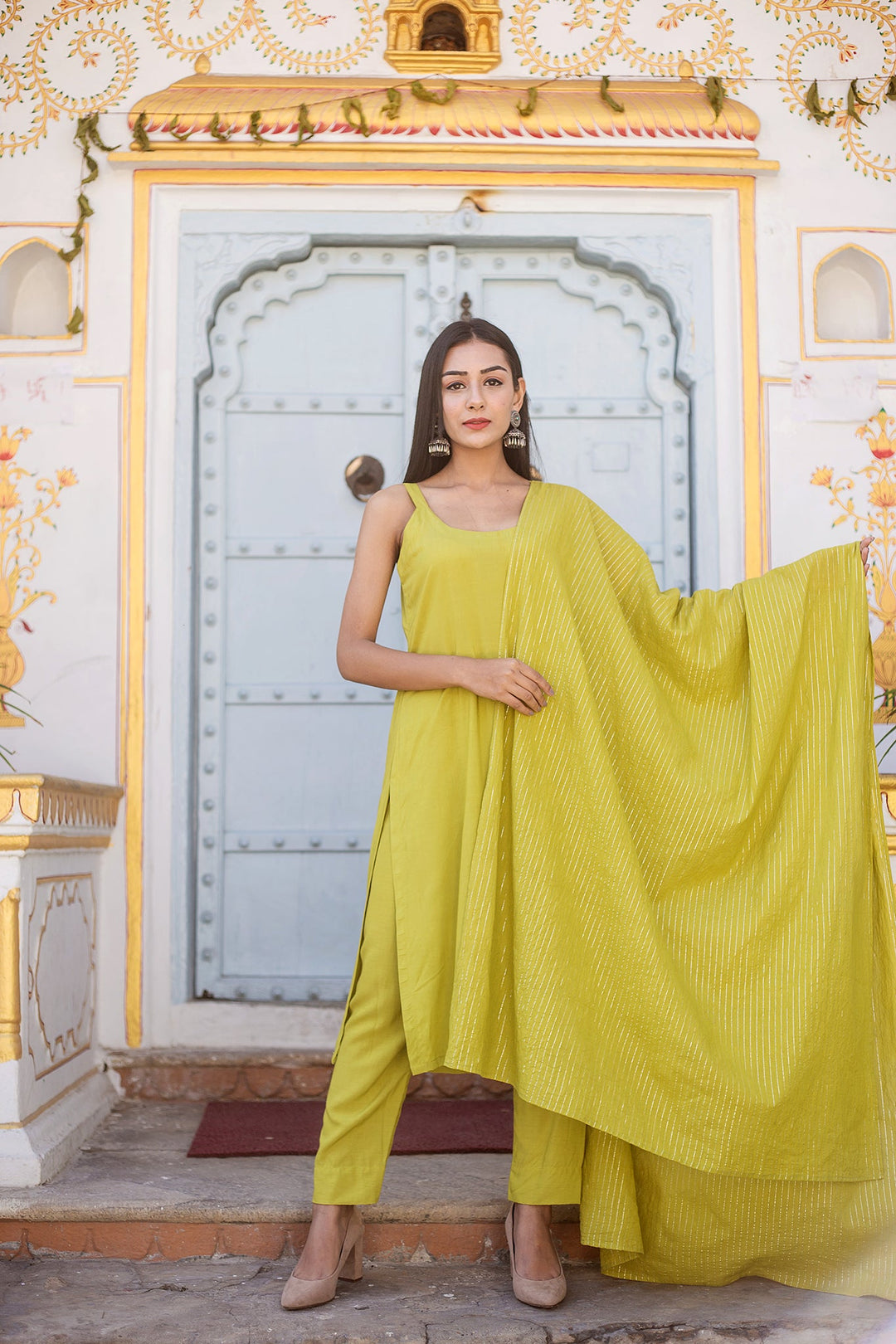 Noori Olive Straight Set Gulabo Jaipur