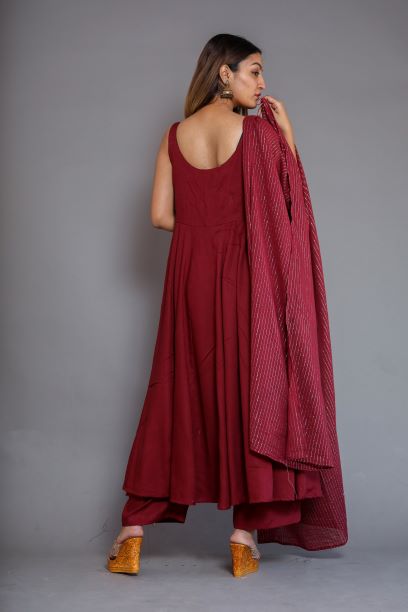 Noori Wine Anarkali Set Gulabo Jaipur