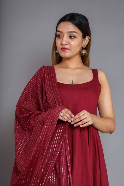 Noori Wine Anarkali Set Gulabo Jaipur