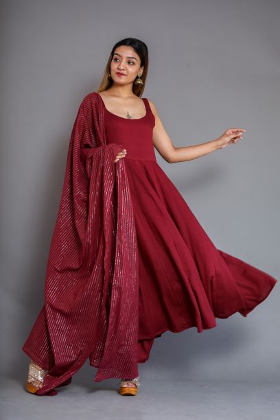 Noori Wine Anarkali Set Gulabo Jaipur