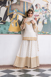 Gota Patti And Zari Detailing Poornima Cotton Kurta Sharara Set With Doriya Dupatta 6