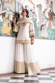 Gota Patti And Zari Detailing Poornima Cotton Kurta Sharara Set With Doriya Dupatta 3