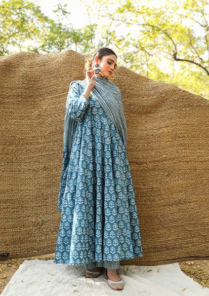 PREET BLUE ANARKALI SET Gulabo Jaipur