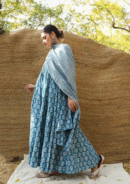 PREET BLUE ANARKALI SET Gulabo Jaipur