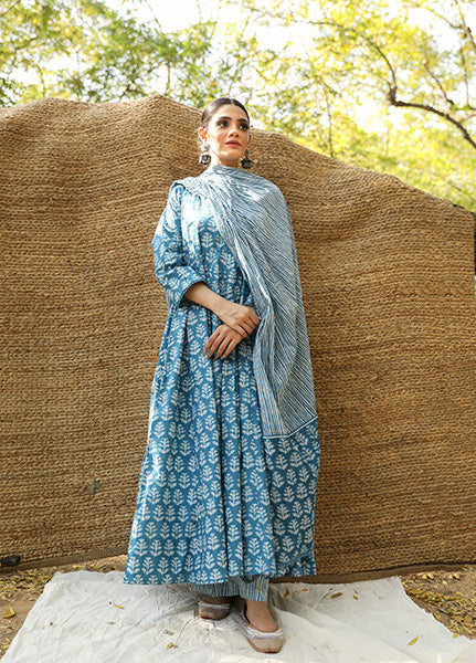 PREET BLUE ANARKALI SET Gulabo Jaipur