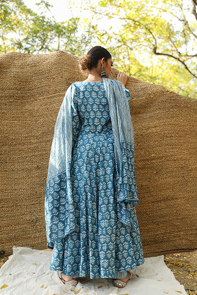PREET BLUE ANARKALI SET Gulabo Jaipur