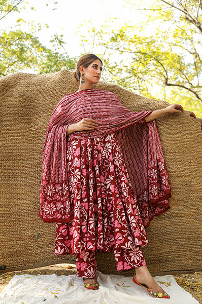 PREET MAROON ANARKALI SET Gulabo Jaipur