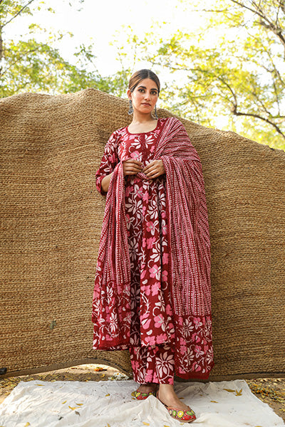 PREET MAROON ANARKALI SET Gulabo Jaipur