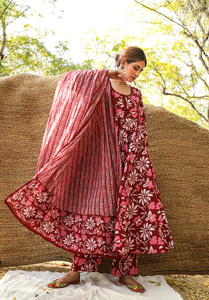 PREET MAROON ANARKALI SET Gulabo Jaipur