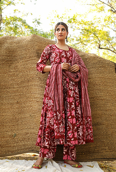 PREET MAROON ANARKALI SET Gulabo Jaipur