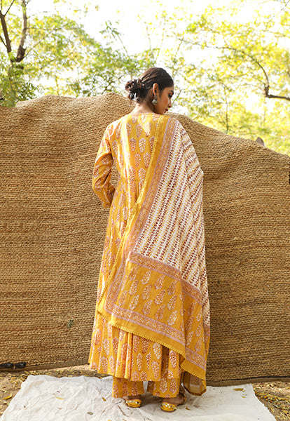 PREET MUSTARD ANARKALI SET Gulabo Jaipur