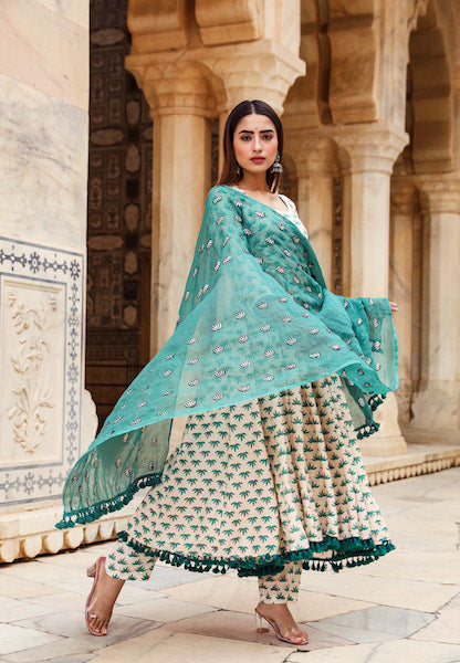 Padmini Green Anarkali Set Gulabo Jaipur
