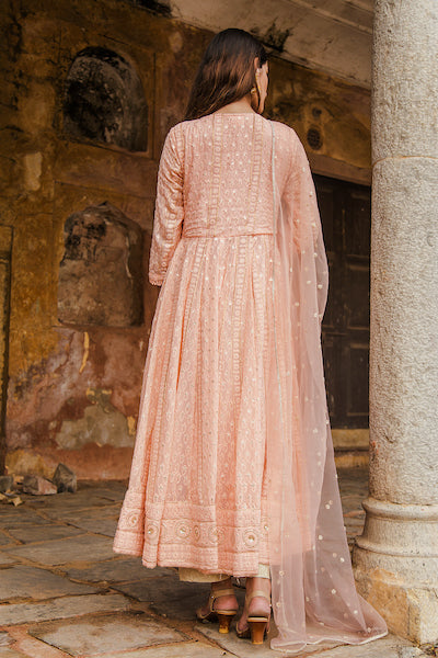 Peach Nisa Anarkali Set Gulabo Jaipur