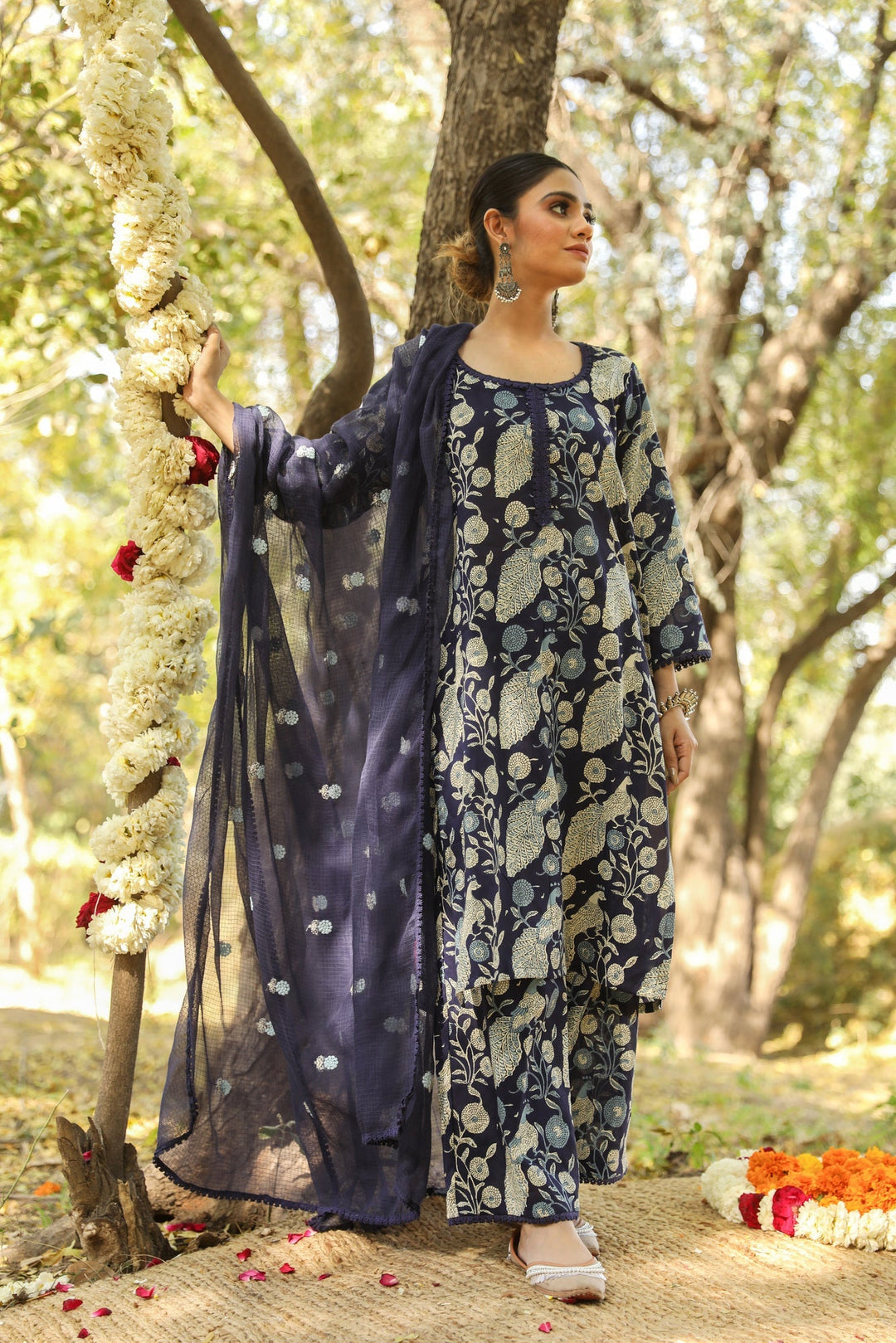 RAAJI NAVY STRAIGHT SET Gulabo Jaipur