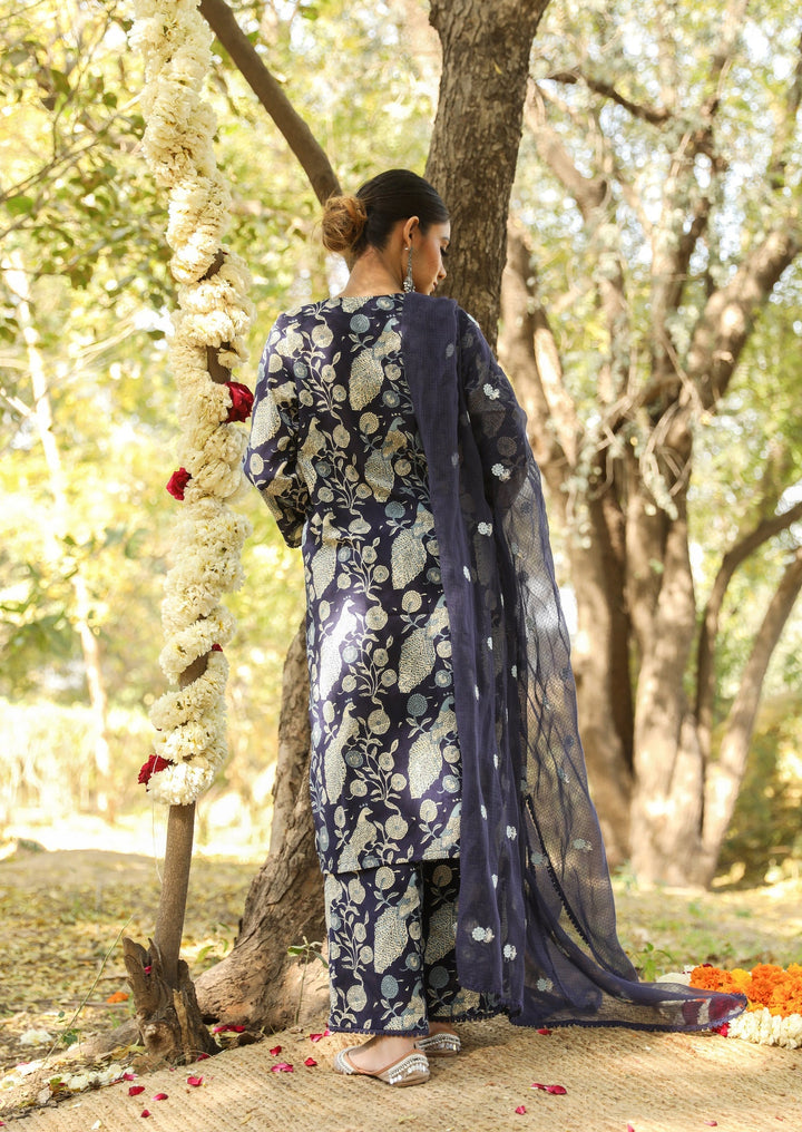 RAAJI NAVY STRAIGHT SET Gulabo Jaipur