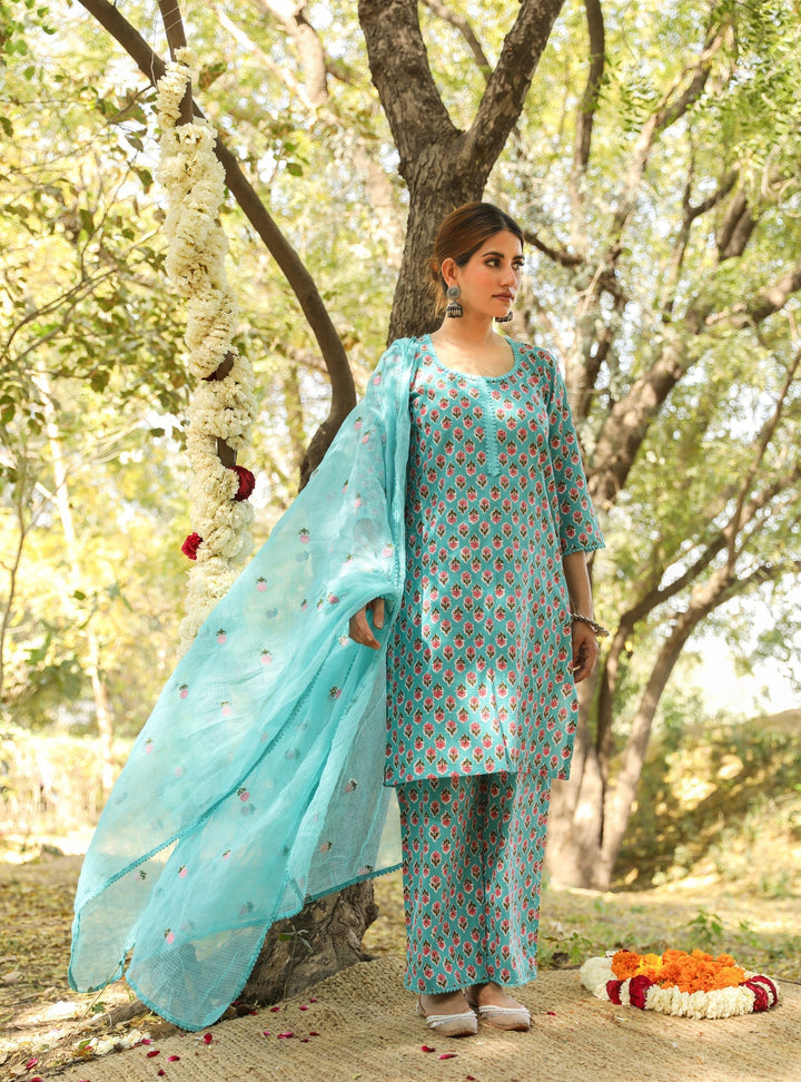 RAAJI SKY STRAIGHT SET Gulabo Jaipur