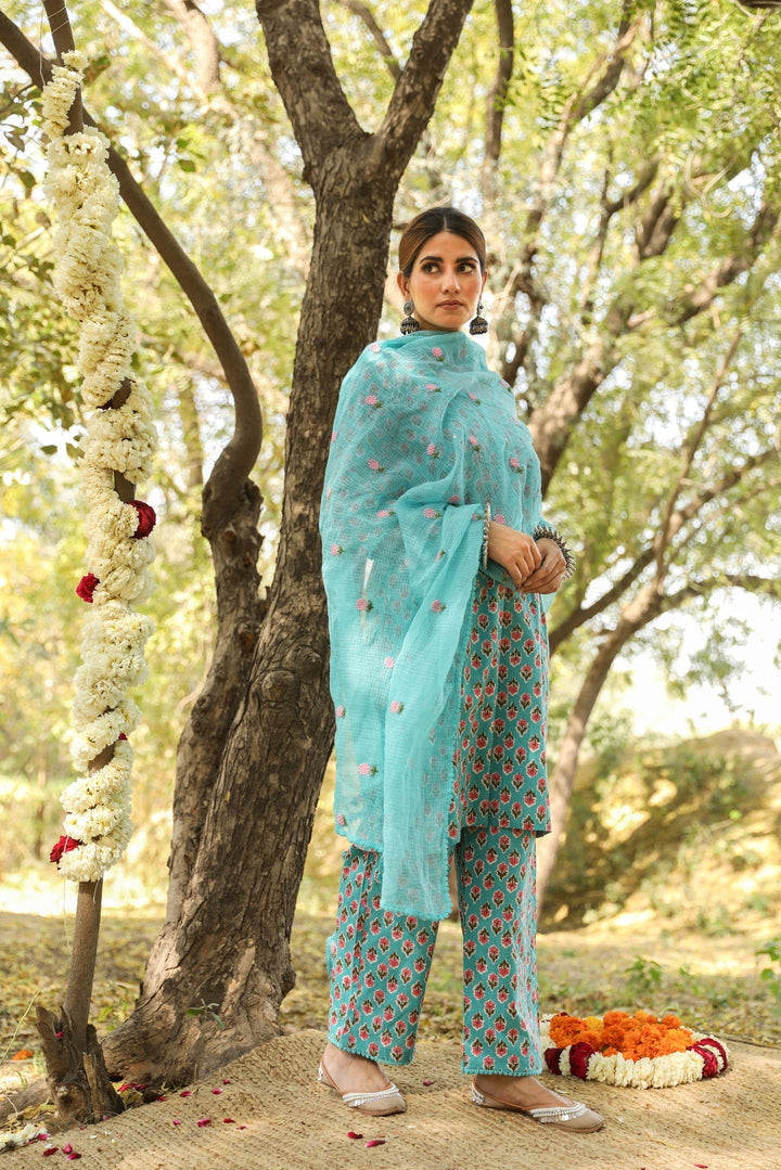RAAJI SKY STRAIGHT SET Gulabo Jaipur